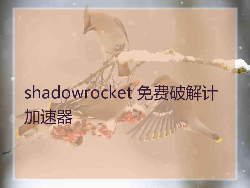 shadowrocket 免费破解计加速器