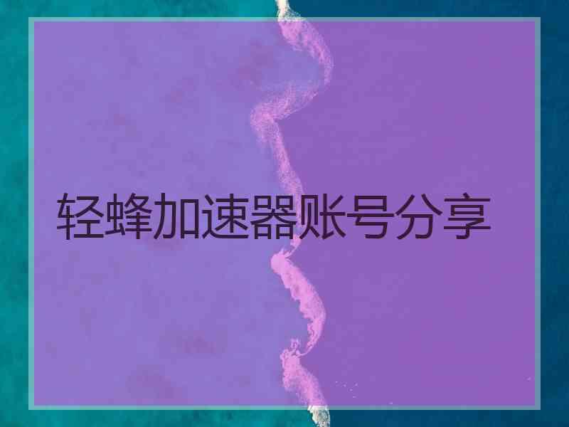 轻蜂加速器账号分享