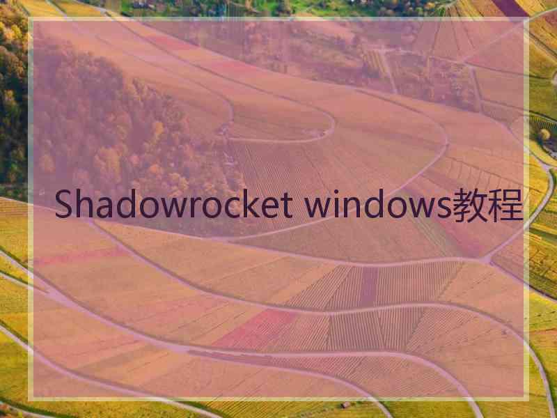 Shadowrocket windows教程