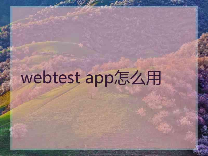 webtest app怎么用